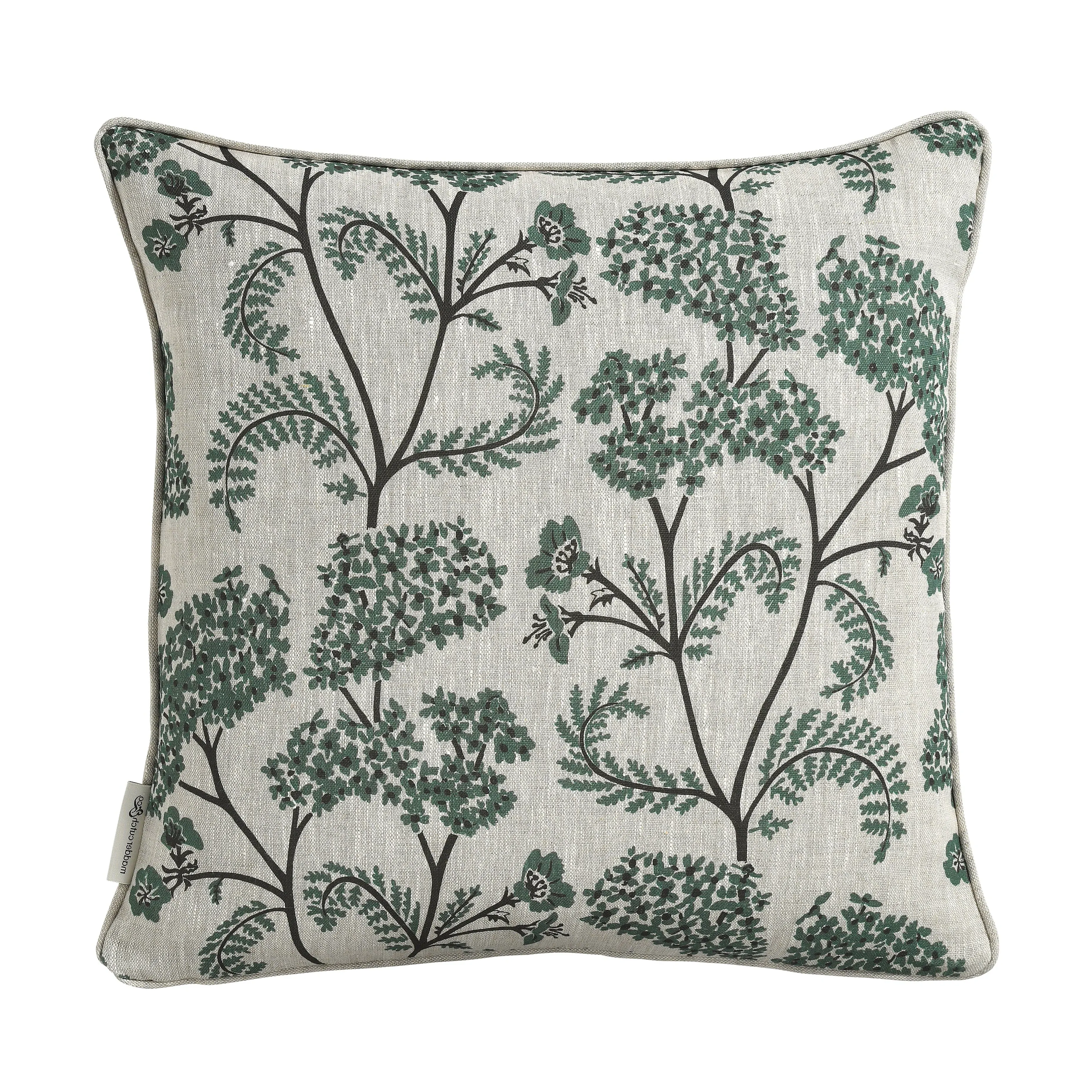 Madder Cutch and Co Square Cushion Achillea - Kingfisher, Linen