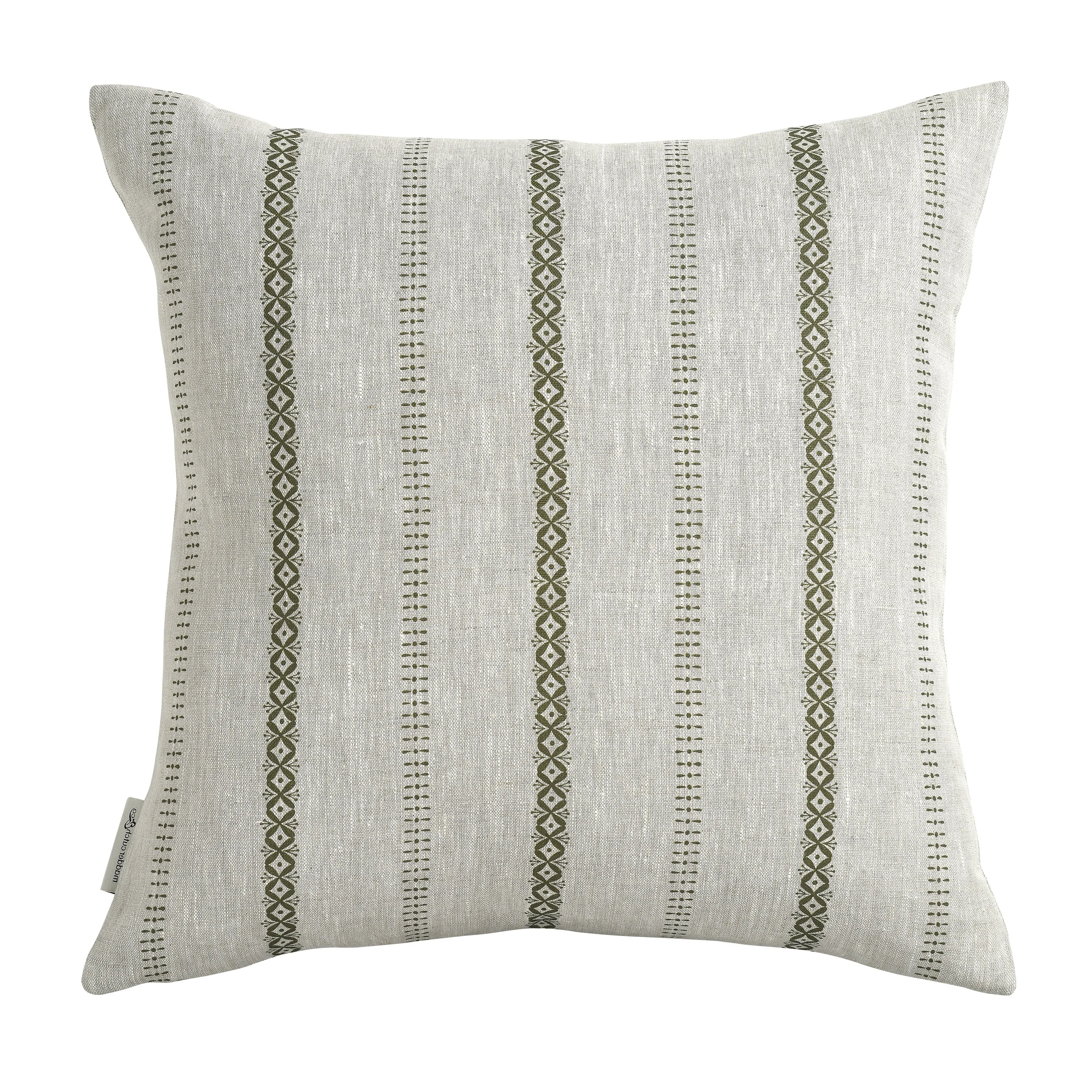 Madder Cutch and Co Square Cushion Blossom Stripe - Moss, Linen