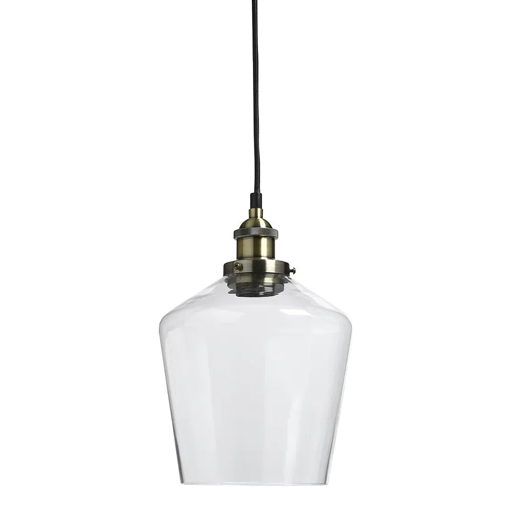 Madison Clear Glass Pendant - Brass