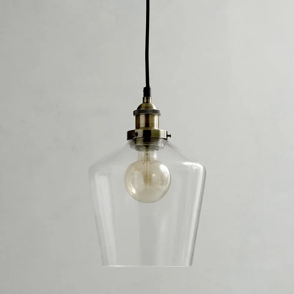 Madison Clear Glass Pendant - Brass