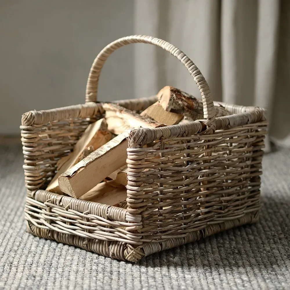 Medium Rattan Open Ended Log Basket