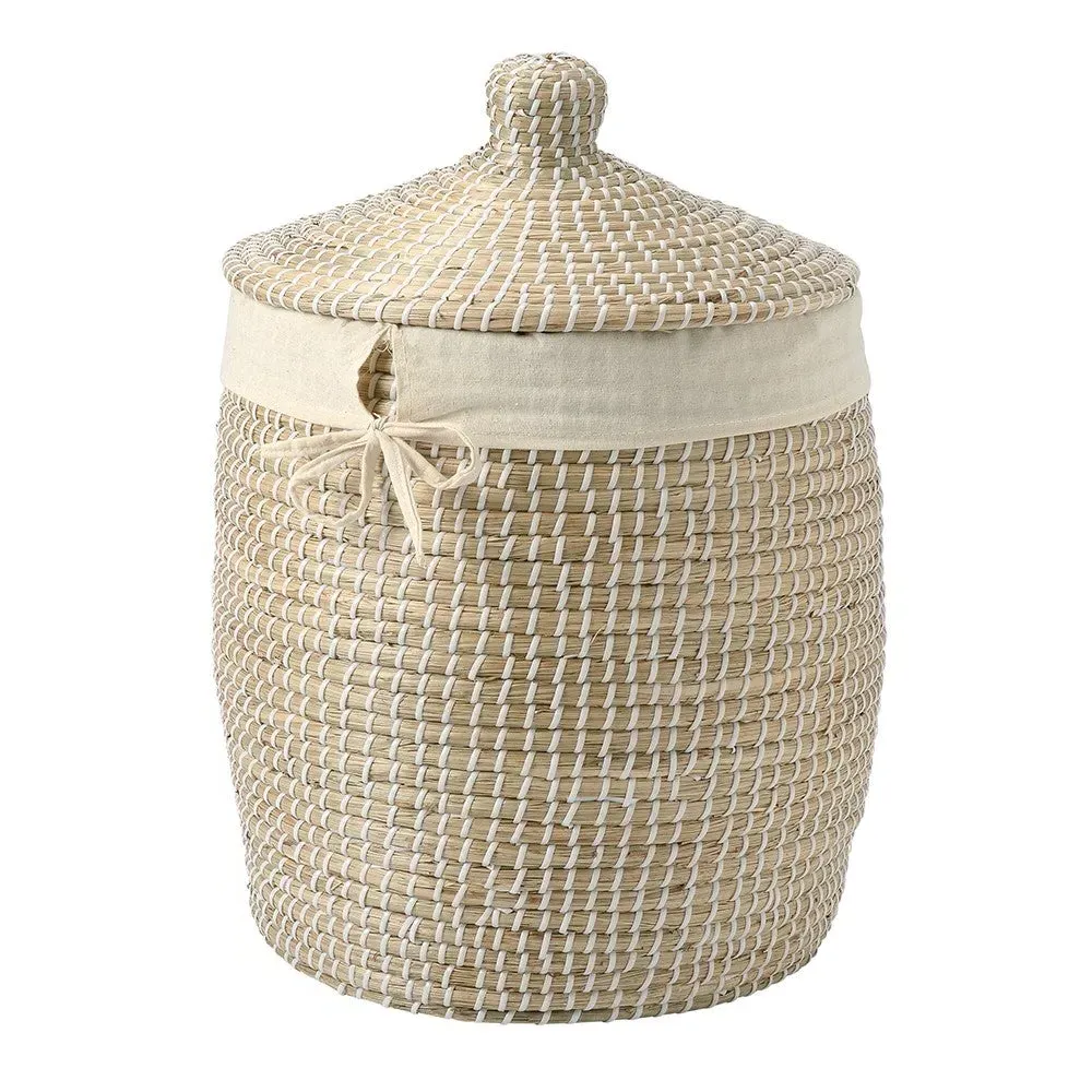 Medium Seagrass Basket with Lid - Natural