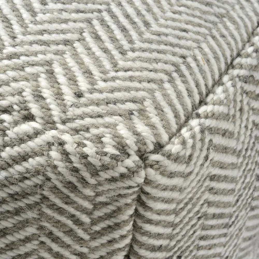 Milton Herringbone Pouffe - Moss, Wool Blend image