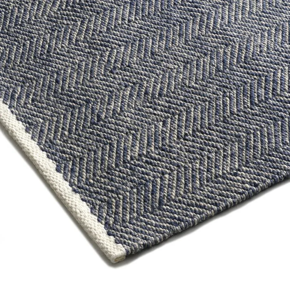 Milton Herringbone Rug 120x170cm - Navy, Wool