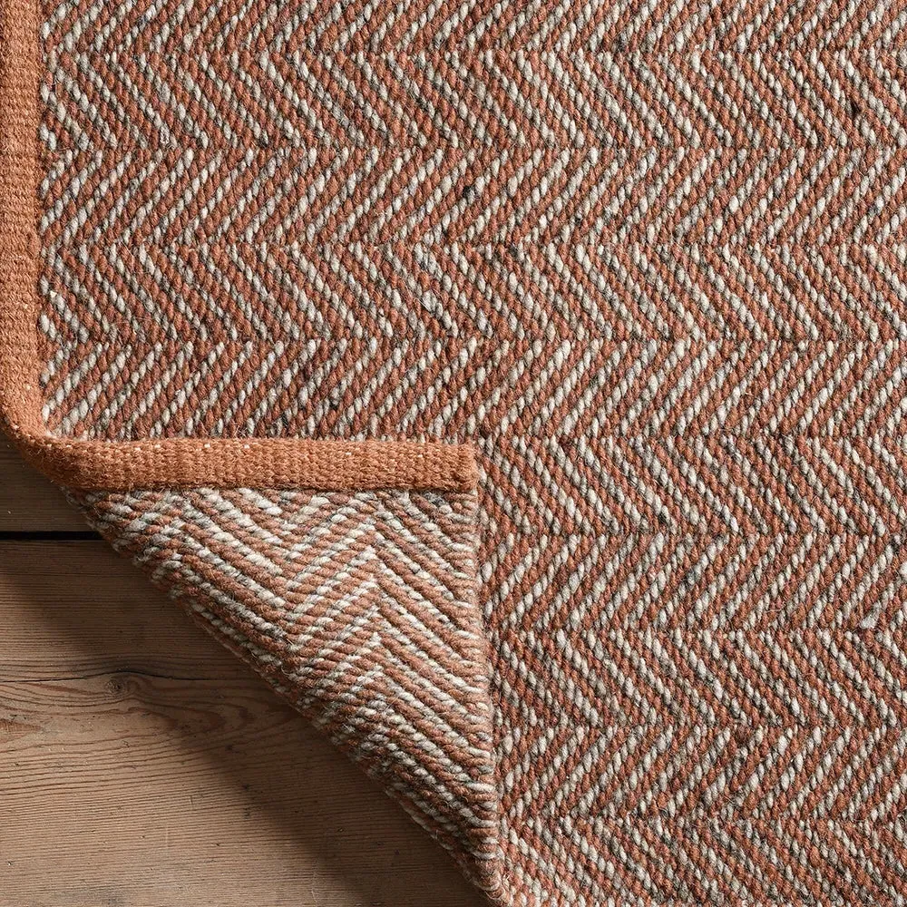 Milton Herringbone Rug - Brick, Wool