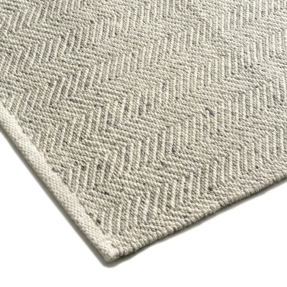 Milton Herringbone Rug - Grey, Wool