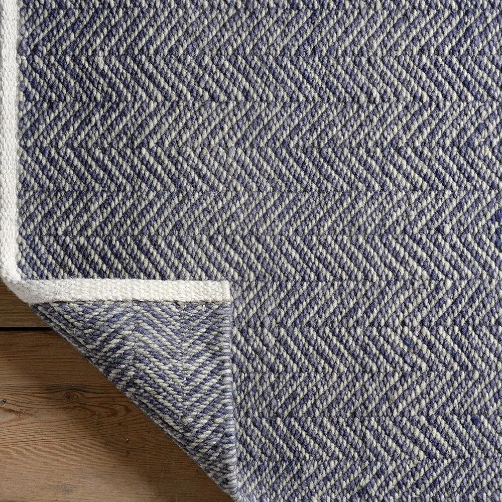 Milton Herringbone Runner - Navy, Wool