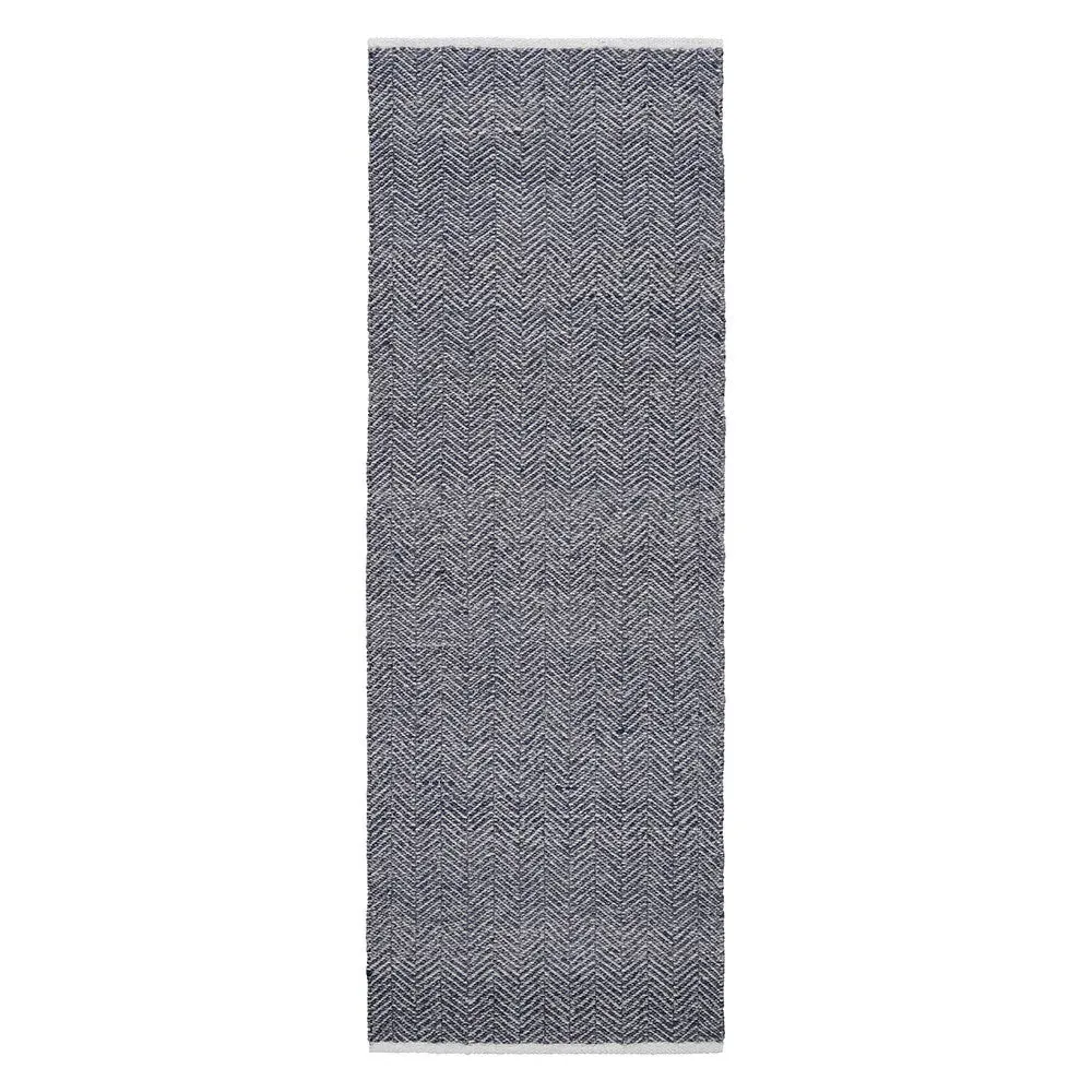 Milton Herringbone Runner - Navy, Wool