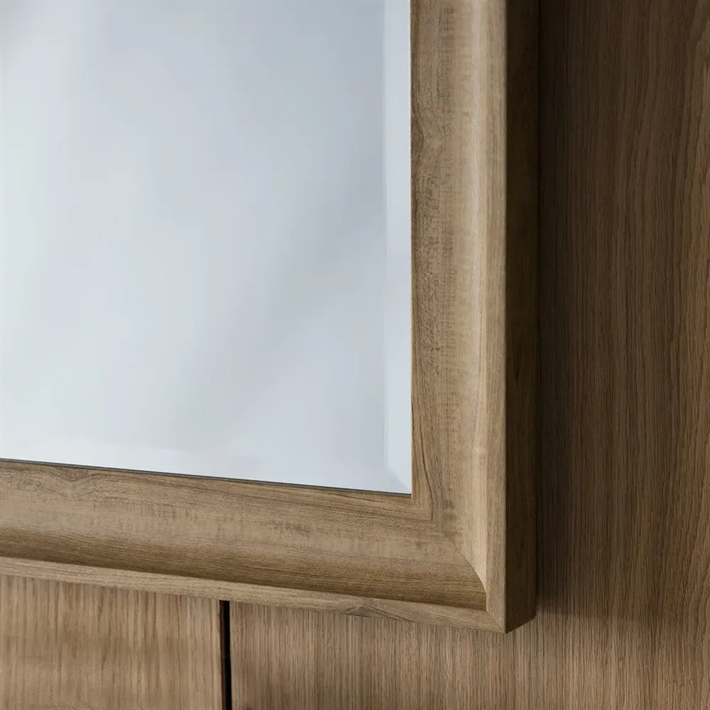 Oaksey Rectangle Mirror - Oak Effect