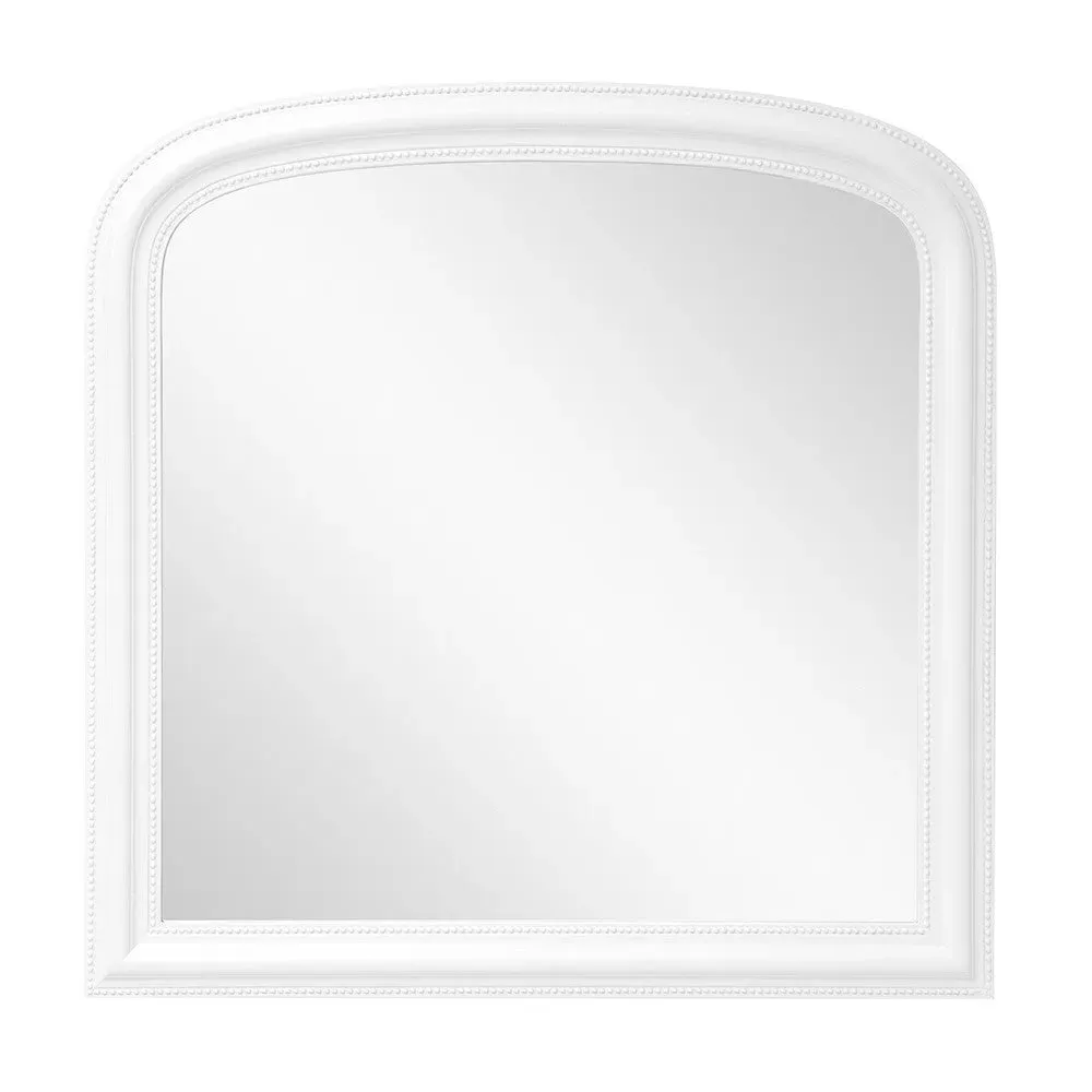 Overmantel Mirror with Beading Detail - Warm White, Wood