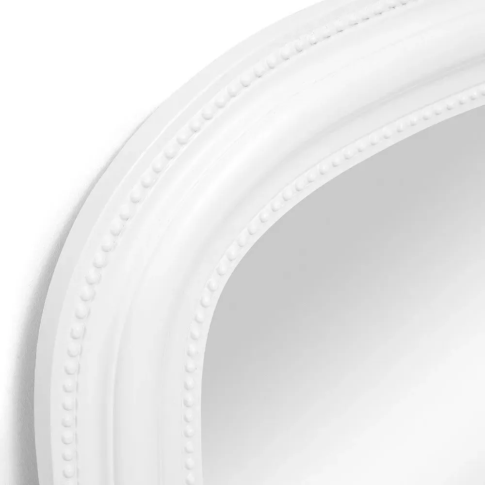 Overmantel Mirror with Beading Detail - Warm White, Wood