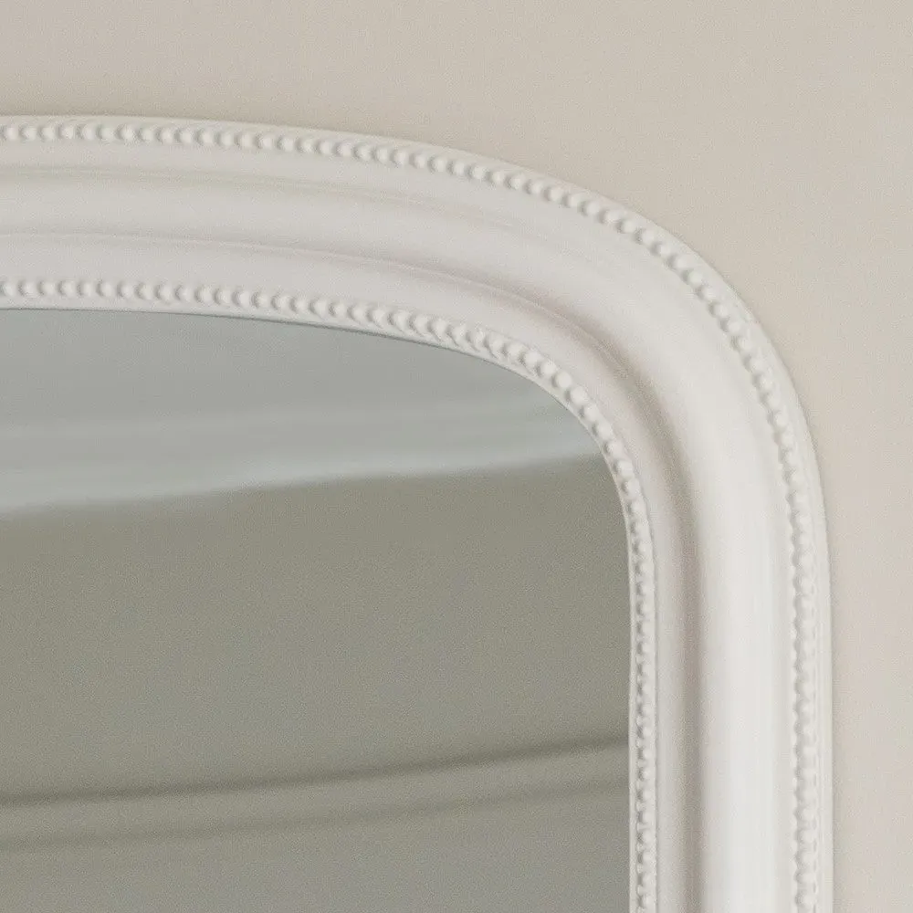 Overmantel Mirror with Beading Detail - Warm White, Wood image