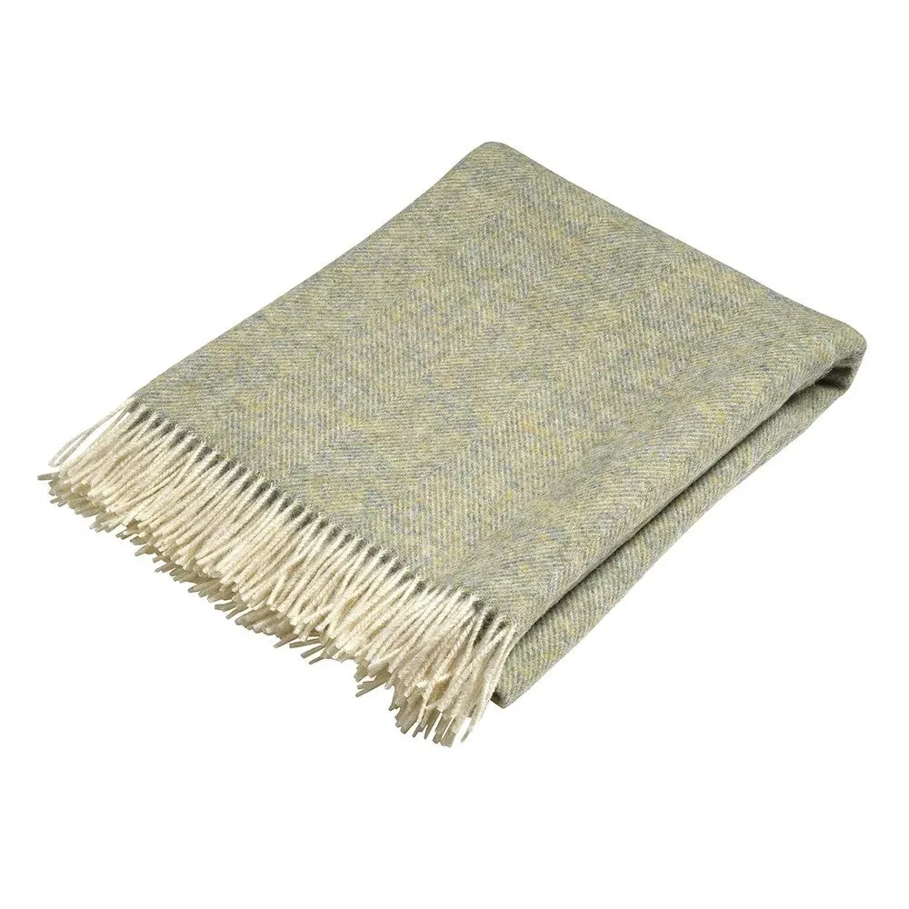 Shetland Herringbone Throw - Mottled Sage, Wool