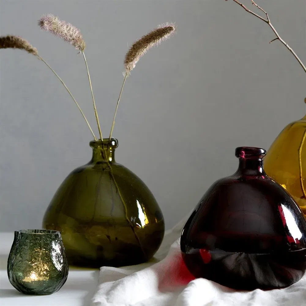 Simplicity Blown Glass Vase 23cm - Olive Green by The Cotswold Company, image 2