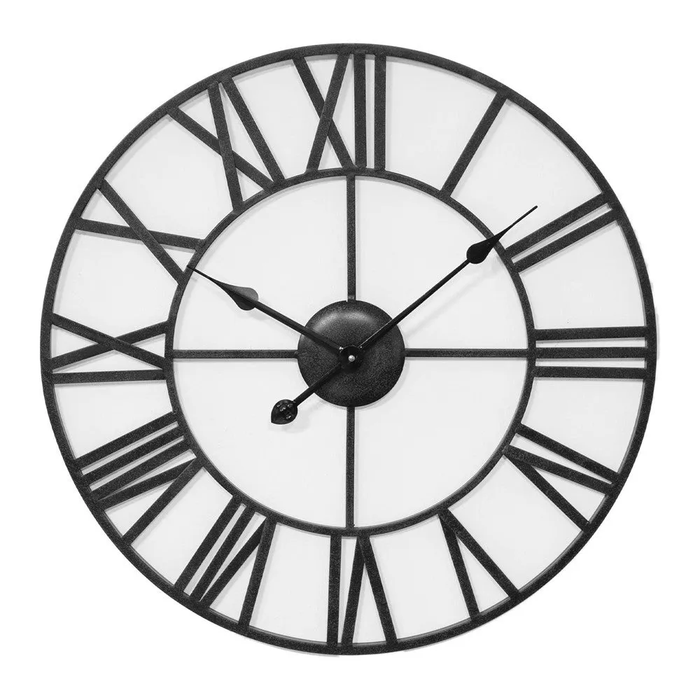 Skeleton Metal Wall Clock - Black