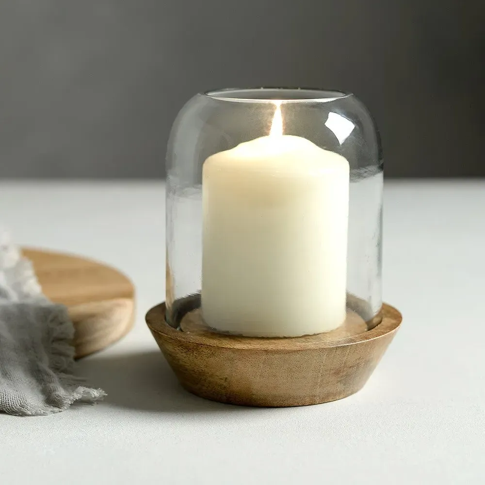 Small Hurricane Lantern - Wood