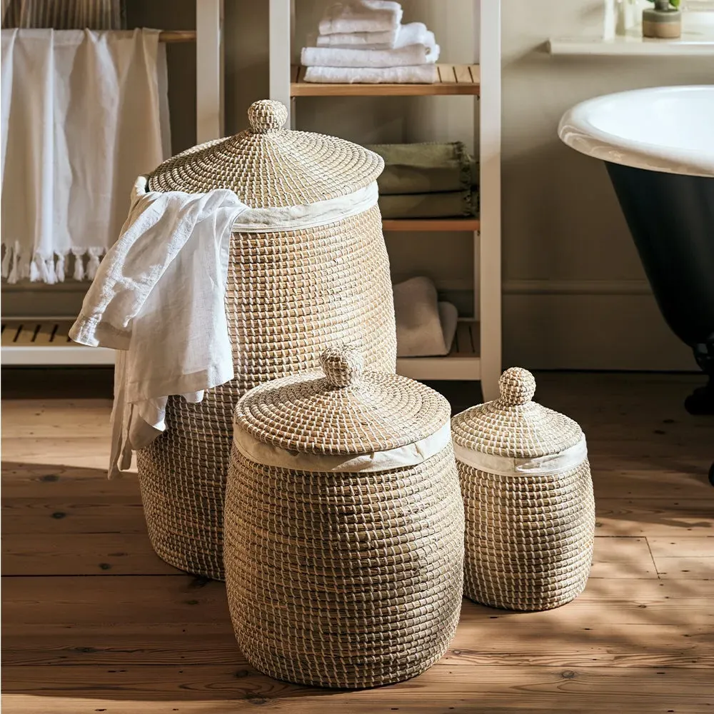 Small Seagrass Basket with Lid - Natural alternate view