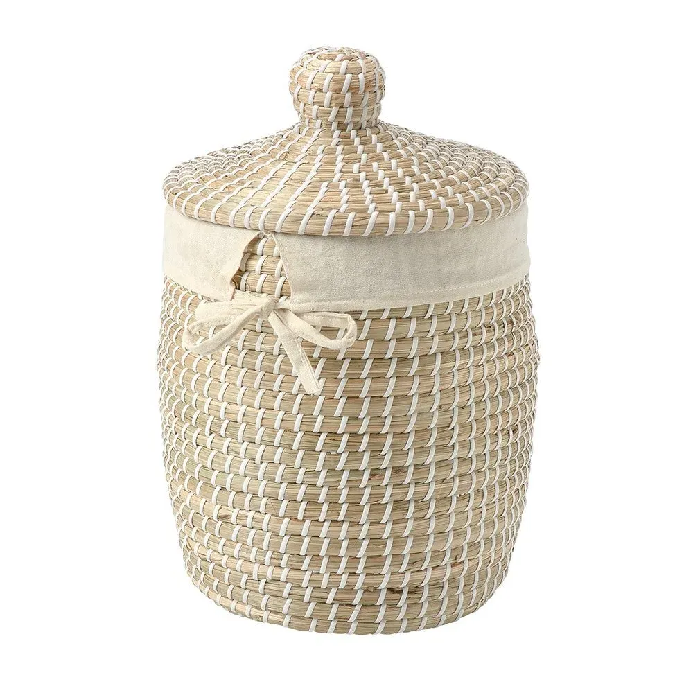 Small Seagrass Basket with Lid - Natural image