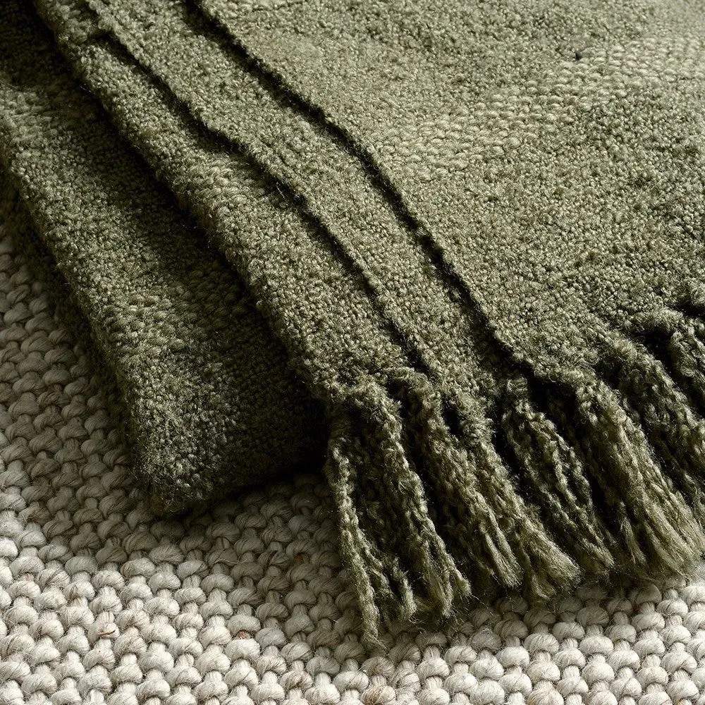 Textured Hand Woven Throw - Green