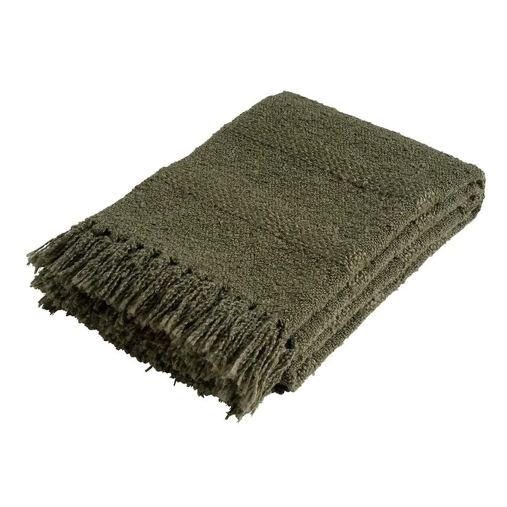 Textured Hand Woven Throw - Green