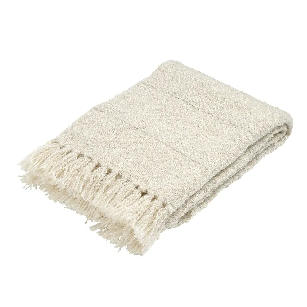 Textured Hand Woven Throw - Ivory