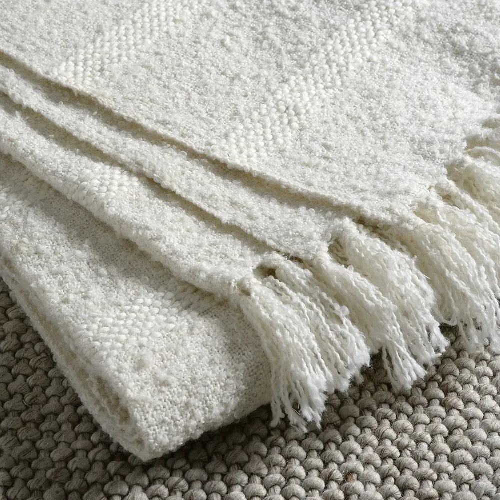 Textured Hand Woven Throw - Ivory