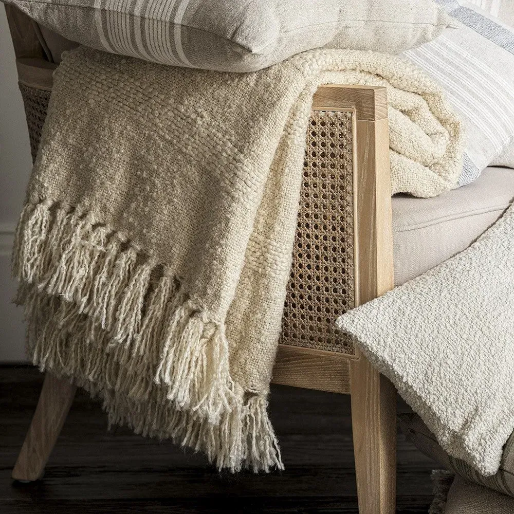 Textured Hand Woven Throw - Ivory