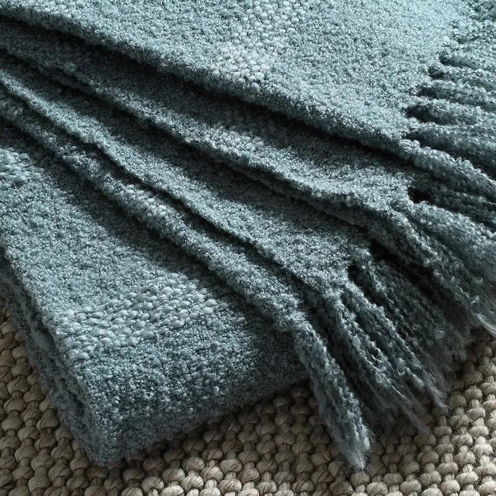 Textured Hand Woven Throw - Pale Blue