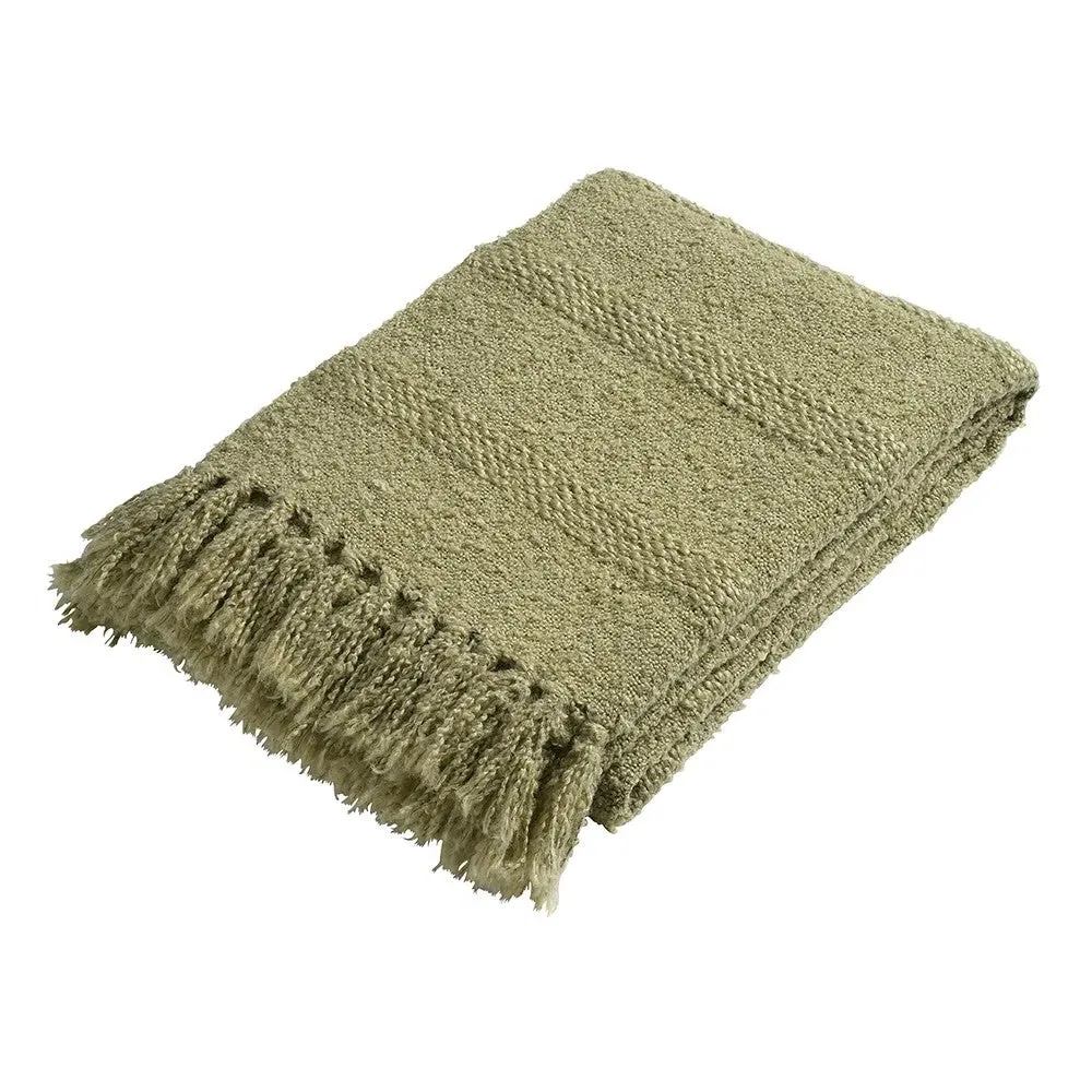 Textured Hand Woven Throw - Soft Green