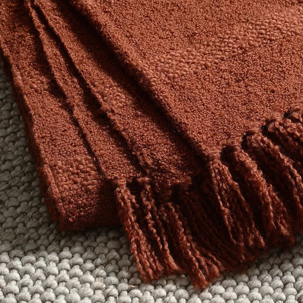 Textured Hand Woven Throw - Terracotta