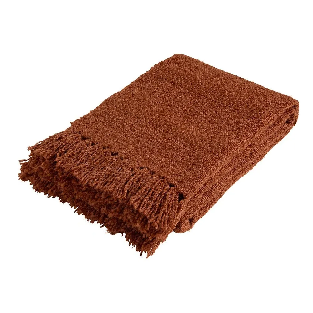 Textured Hand Woven Throw - Terracotta