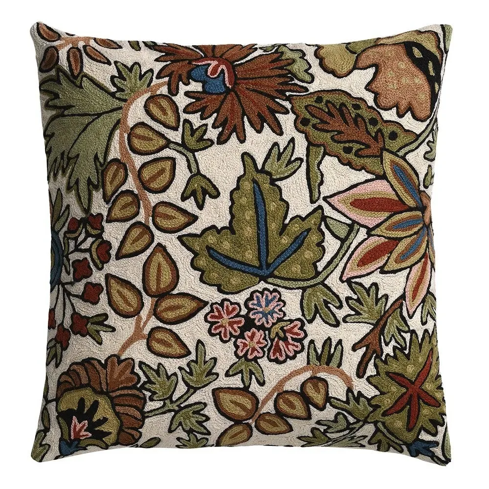 Trailing Flowers Crewel Cushion - Plum image