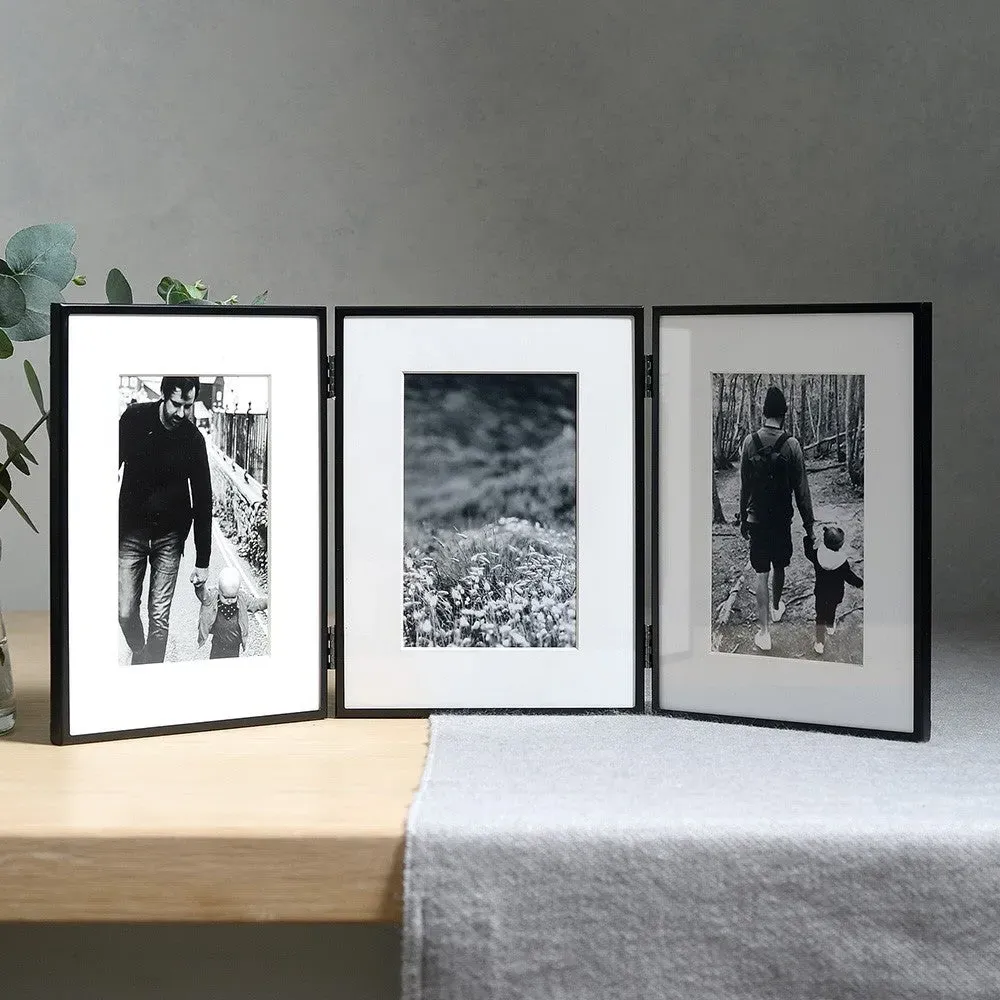 Triple Photo Frame 4x6'' - Black, Steel