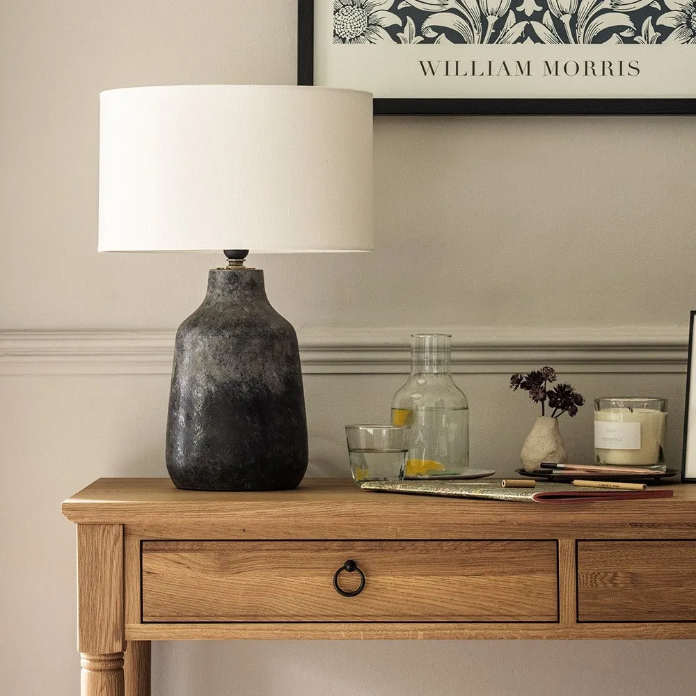 Volcanic Effect Stoneware Table Lamp - Grey