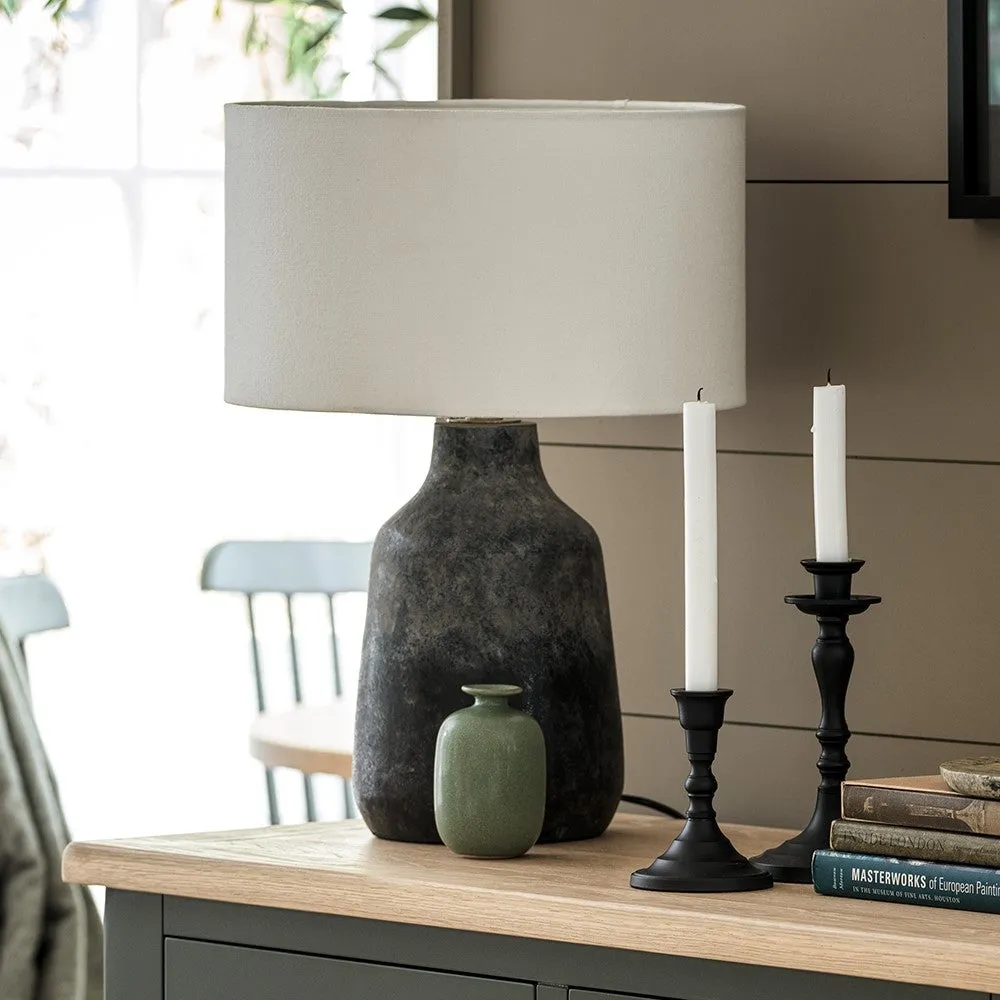 Volcanic Effect Stoneware Table Lamp - Grey