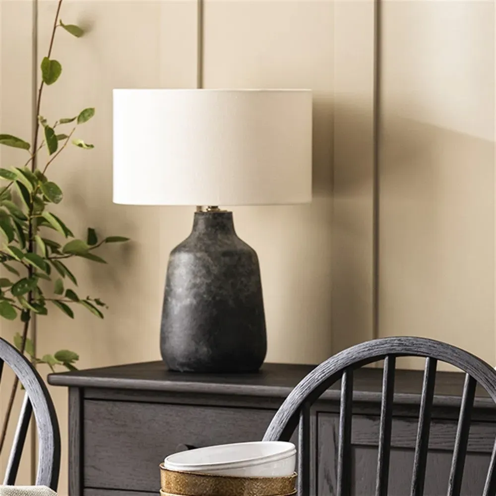Volcanic Effect Stoneware Table Lamp - Grey