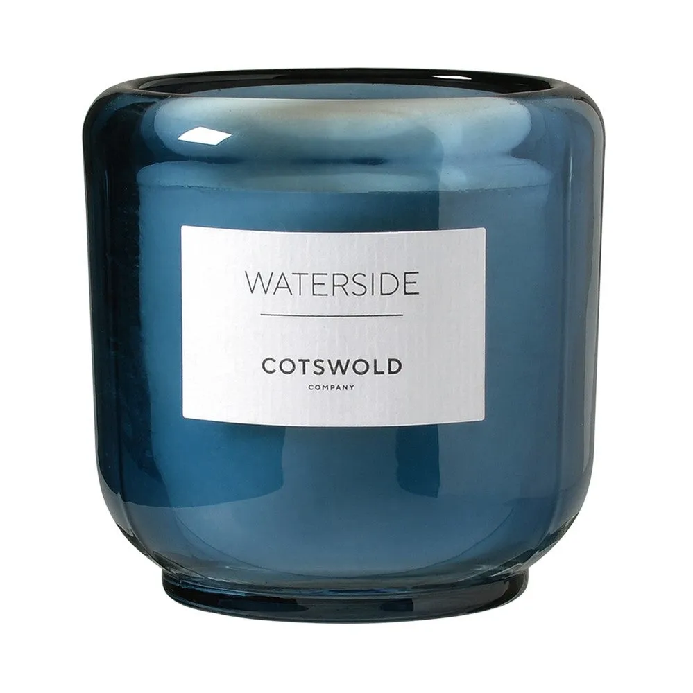 Waterside Scented Candle with Wooden Lid - Blue
