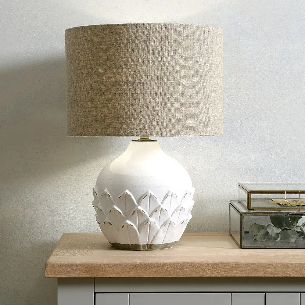 Willow Table Lamp with Leaf Detail - White image