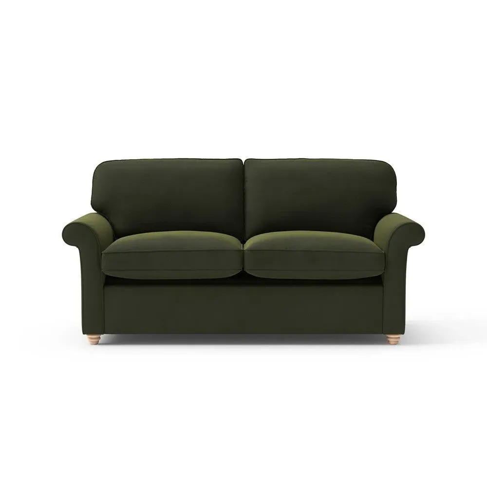 3-Seater Sofa Bed - Forest Green, Matt Velvet