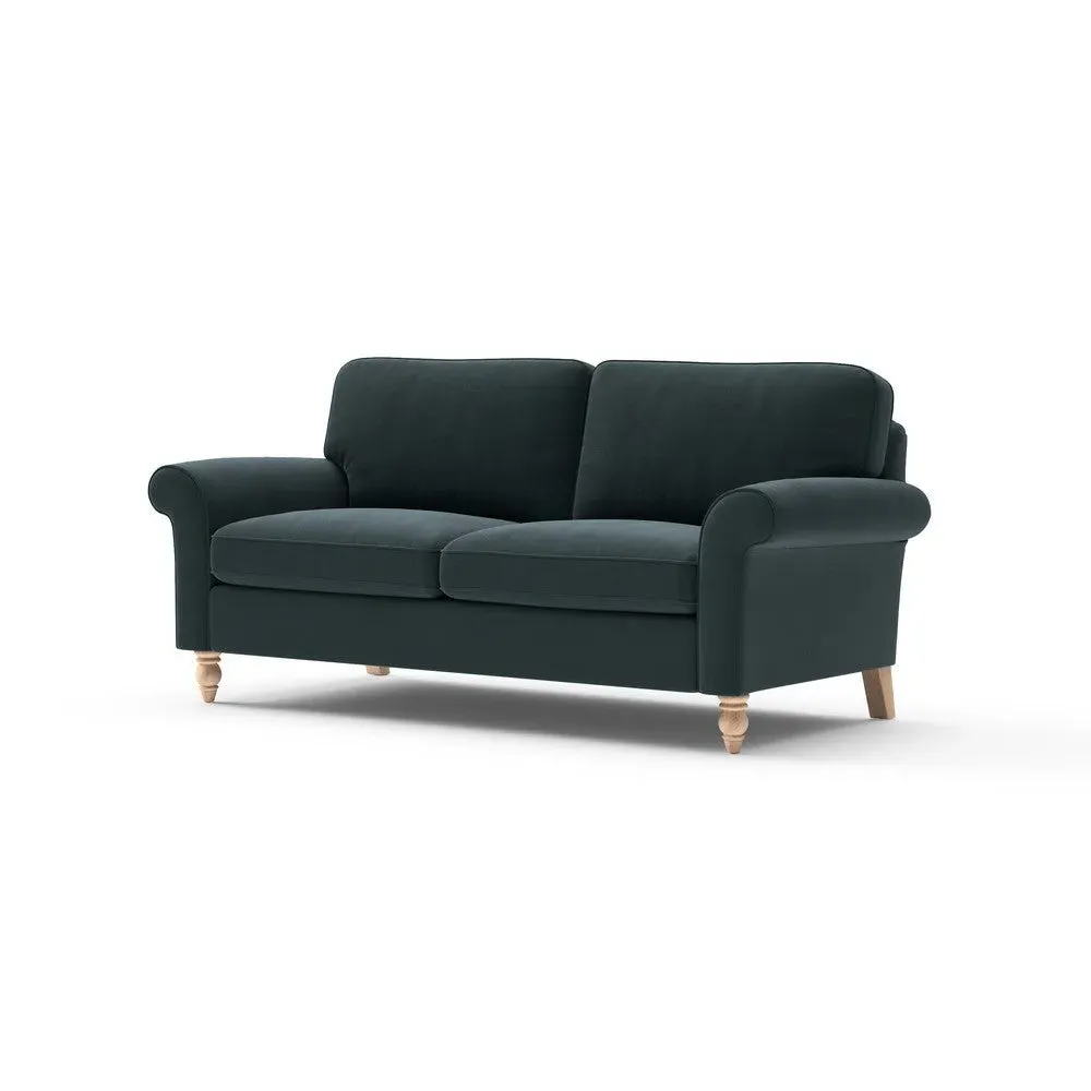 3-Seater Sofa - Blue, Matt Velvet