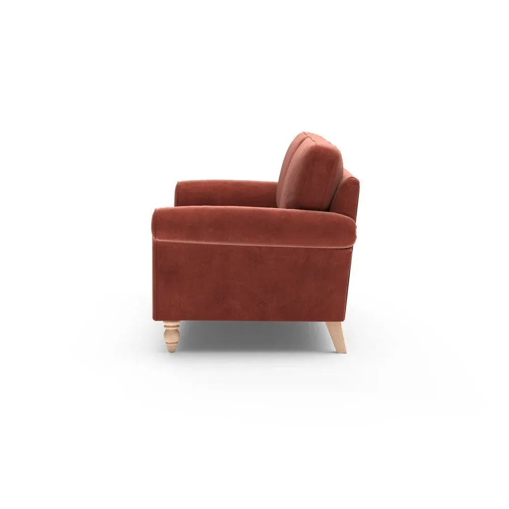 3-Seater Sofa - Brick Red, Matt Velvet