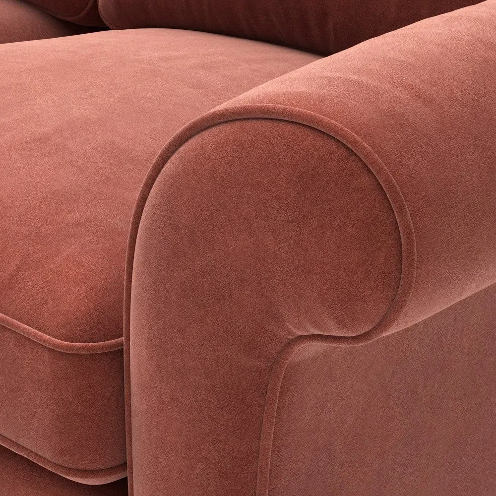 3-Seater Sofa - Brick Red, Matt Velvet