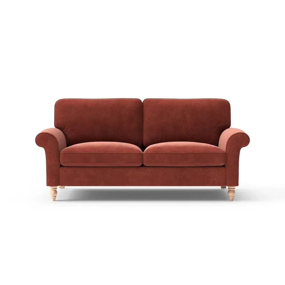 3-Seater Sofa - Brick Red, Matt Velvet
