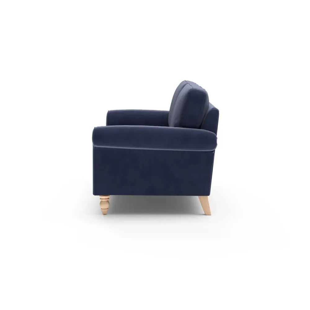 3-Seater Sofa - Deep Blue, Matt Velvet