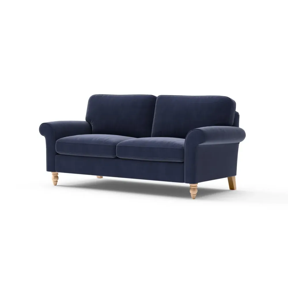 3-Seater Sofa - Deep Blue, Matt Velvet