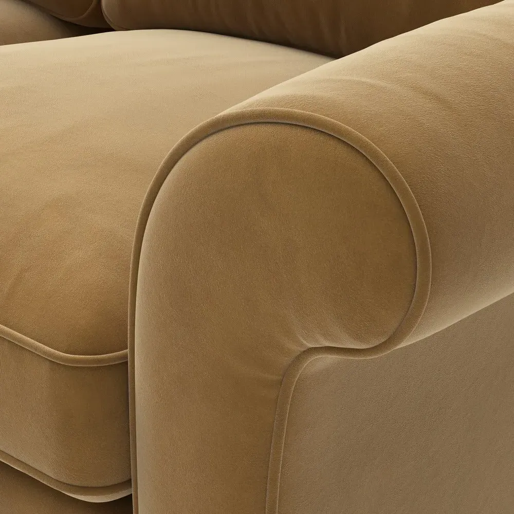 3-Seater Sofa - Mustard, Matt Velvet