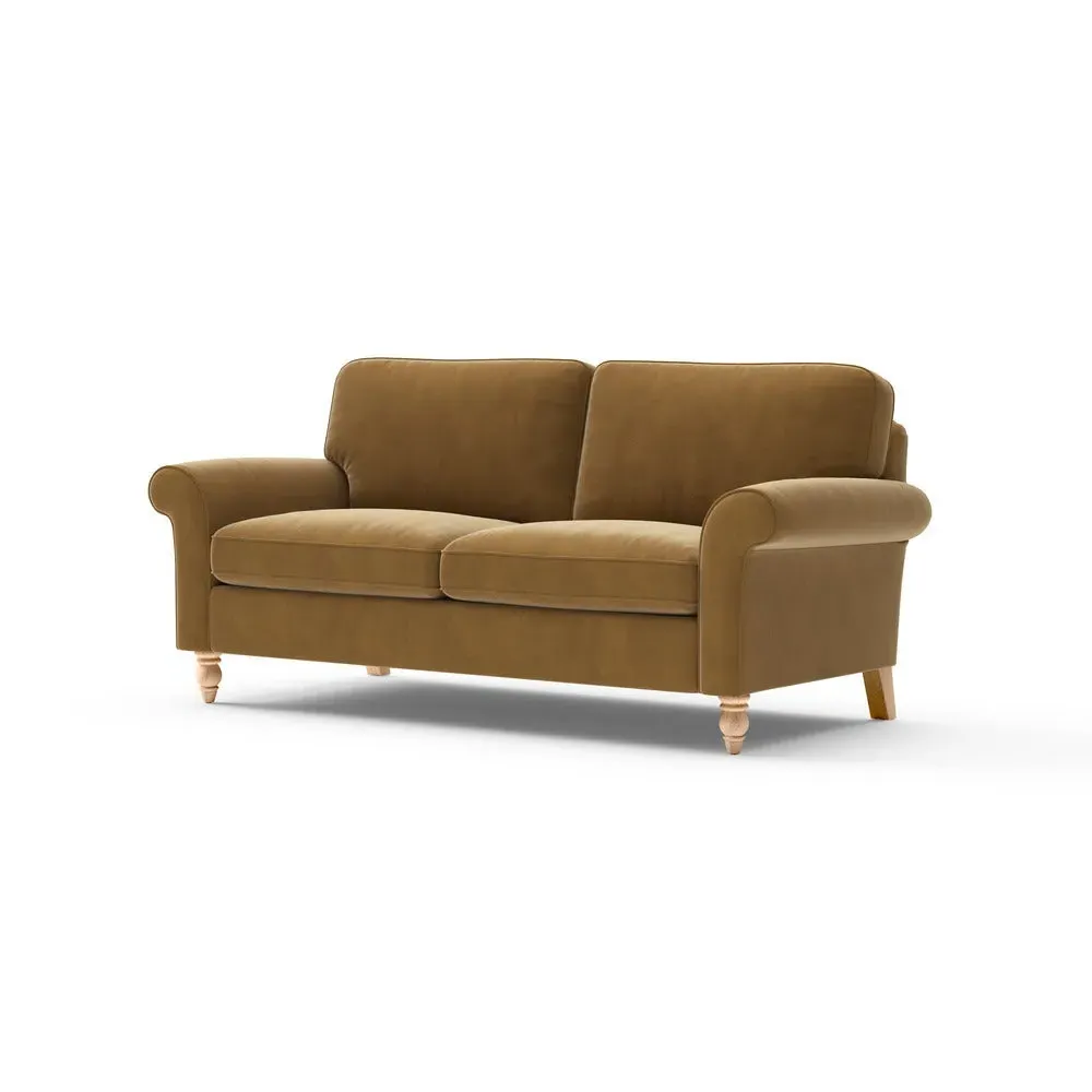 3-Seater Sofa - Mustard, Matt Velvet