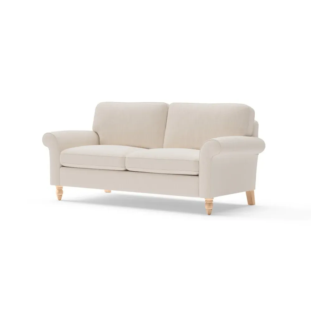 3-Seater Sofa with Scrolled Arms - Natural, Rustic Weave