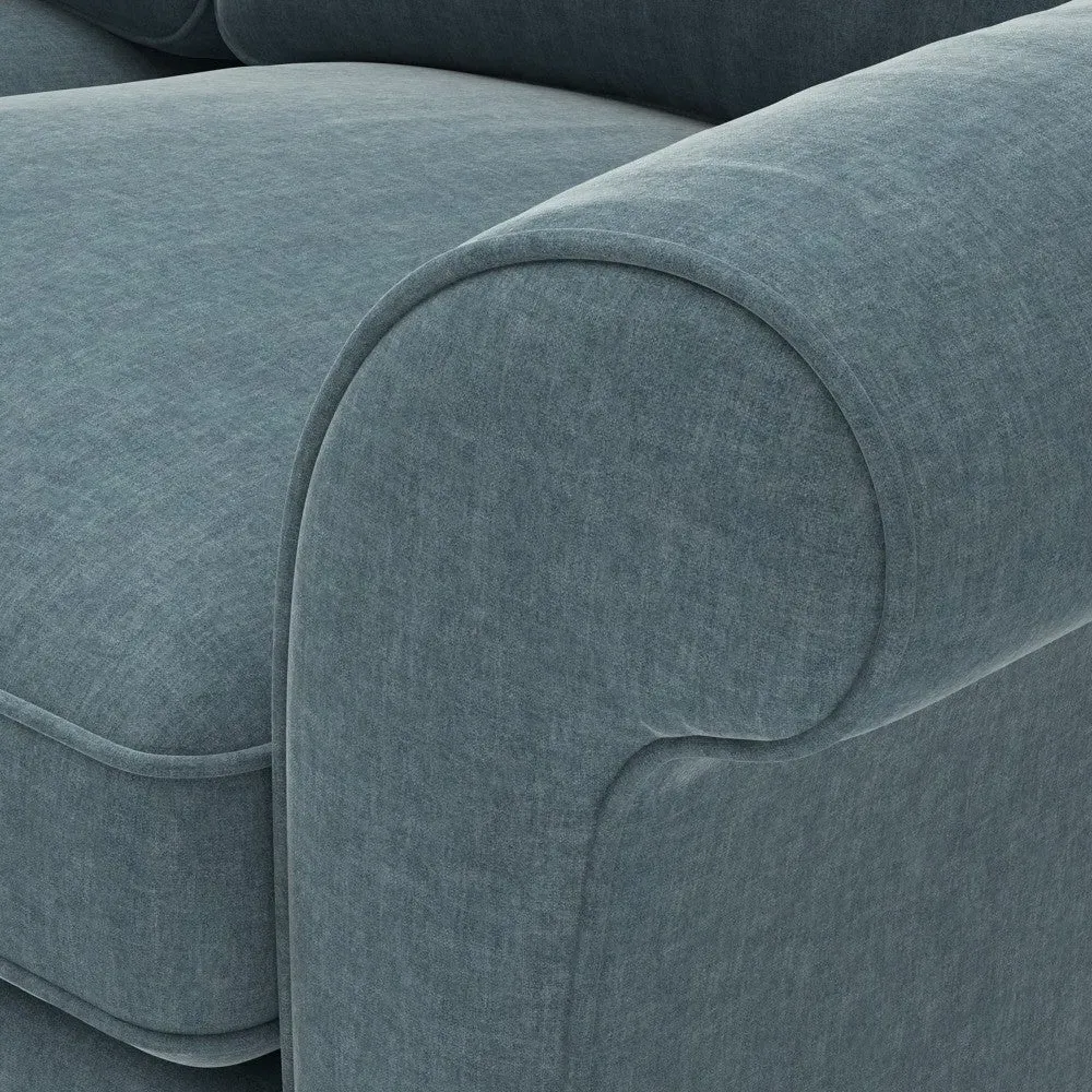 3-Seater Sofa with Scrolled Arms - Teal, Eco Chenille