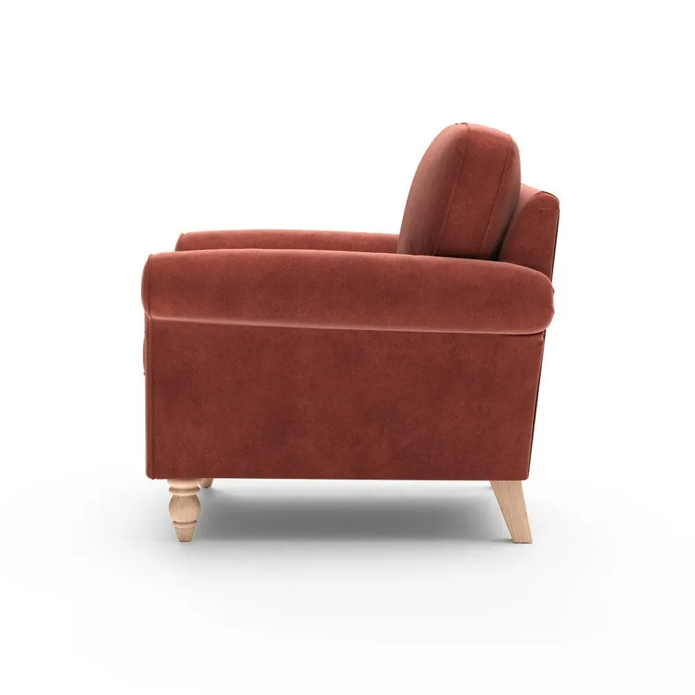 Armchair - Brick Red, Matt Velvet